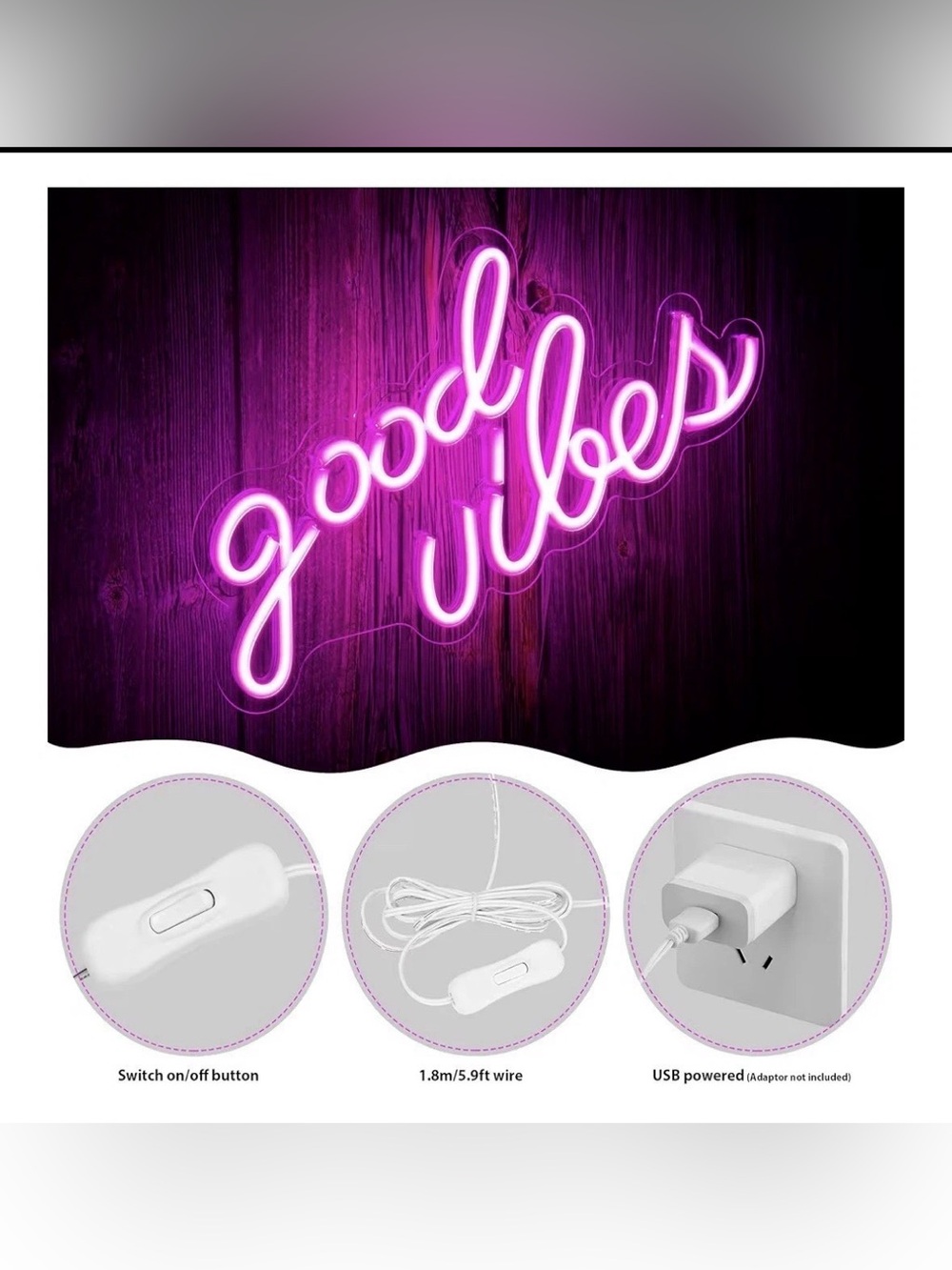 Pink 'Good Vibes' Neon Sign Wall Art